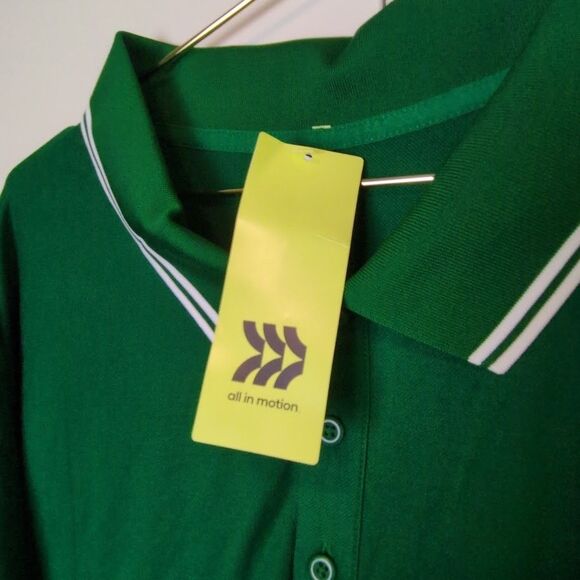 NEW All In Motion Men's 3XL Jersey Polo Shirt Green Plus Size Short Sleeve - Picture 2 of 5